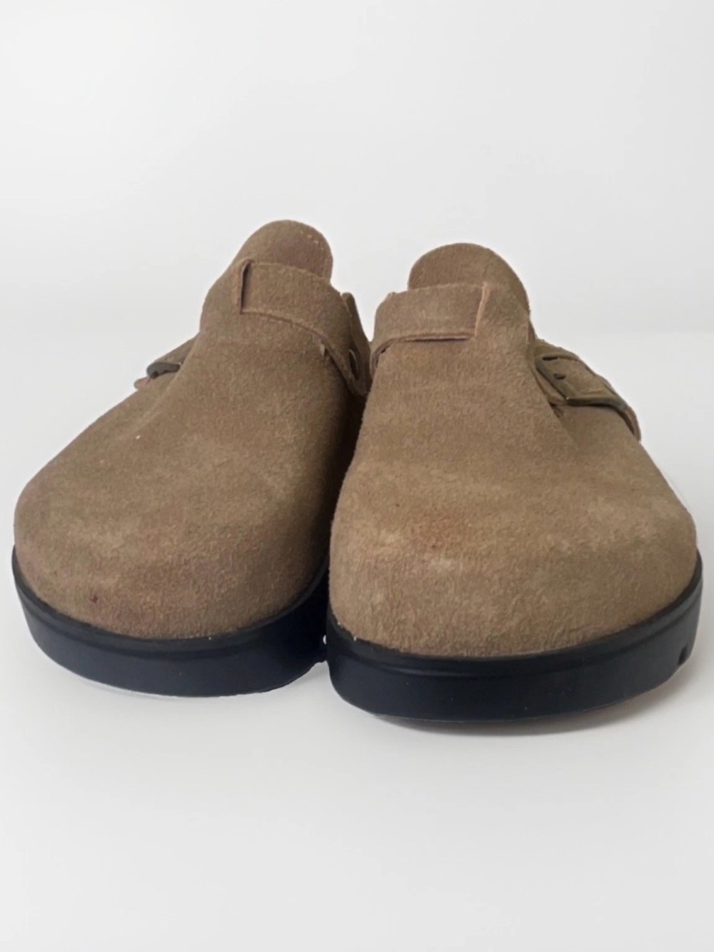 Project Cloud Men's Suede Slip-On Clog with Buckle - Taupe Size US 9 - EU 40